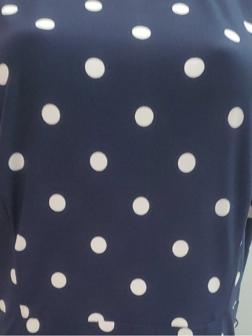 Belted No Wrinkle Travelers Dress 10 Sleeveless Navy + White Polka Dots - Picture 7 of 11